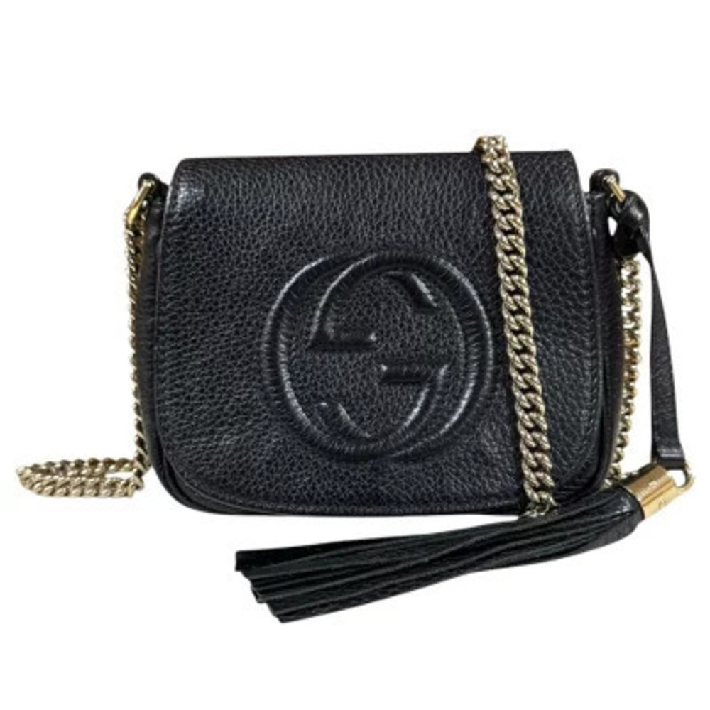 Gucci Soho Shoulder Bag Leather Black Chain